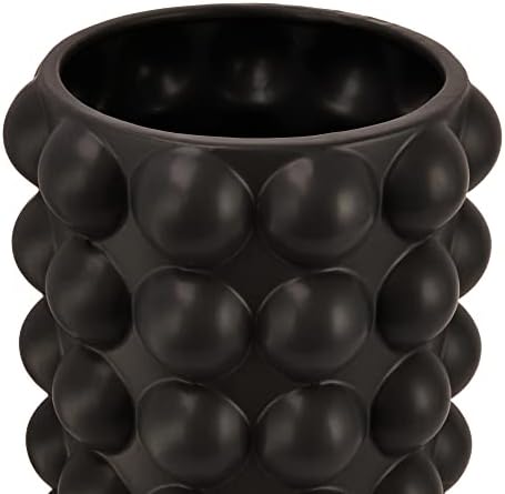 Creative Co Op Modern Stoneware Raised Dot Vase Black