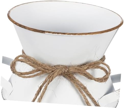 HOMSFOU Heart-Shaped Galvanized Flower Vase with Handle