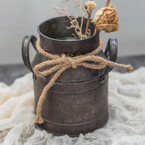 Rust Paint Flower Vase Rustic Metal Milk Can Bucket Decor
