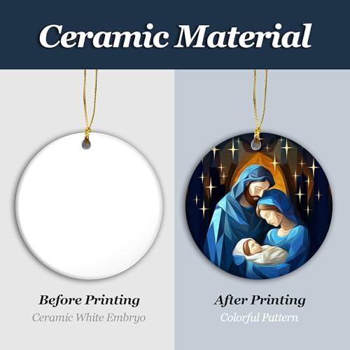 O Holly Night 2024 Two-Side Printed Ceramic Nativity Ornament