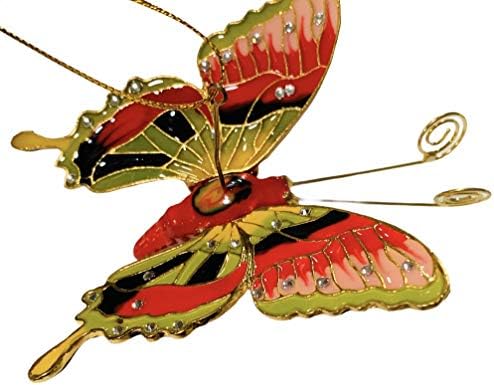 Handmade Enamel Bejeweled Butterfly Hanging Ornament 1