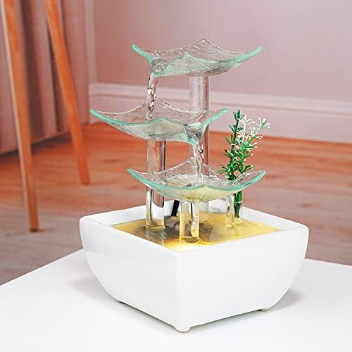 Ceramic Glass Tabletop Fountain for Indoor Home Decor