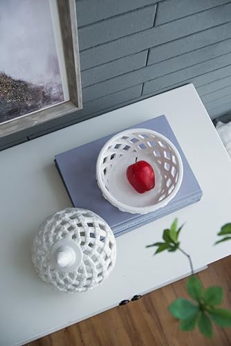 Adorable Ceramic Lidded Jar with Lattice Design 8x8x95