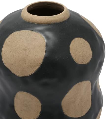 Creative Co Op Stoneware Vase Black Cream 7x7x8