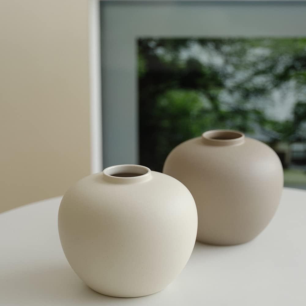 Full Moon Vase for Flowers and Hydroponics 65 x 72 Matte Crme
