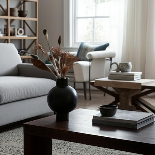 Sagebrook Home Modern Round Ceramic Vase 15 Black