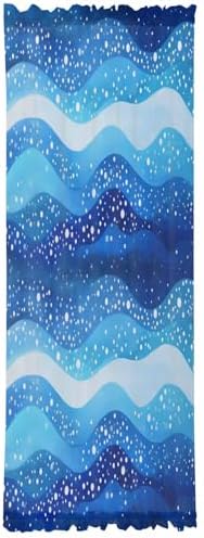 PANJINEXT Door Curtains Abstract Blue Gradient Wave Watercolor