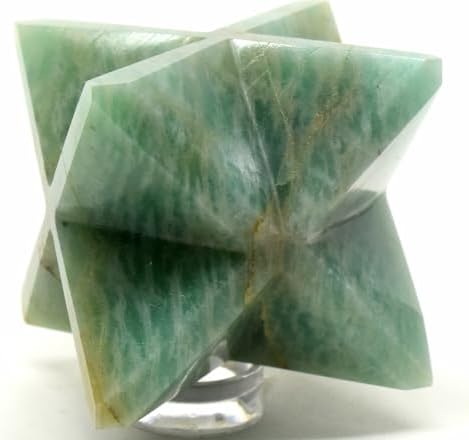 24 Bluish Green Amazonite 8 Point Merkaba Star Natural Feldspar Gemstone Crystal Collectible Specimen - India