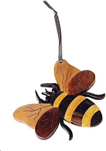 Set of 4 Handmade Double Side Wood Garden Critter Ornaments - Hummingbird Dragonfly Bee Butterfly