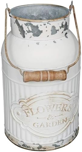 Vancore Shabby Chic Metal Milk Jug Planter Vase