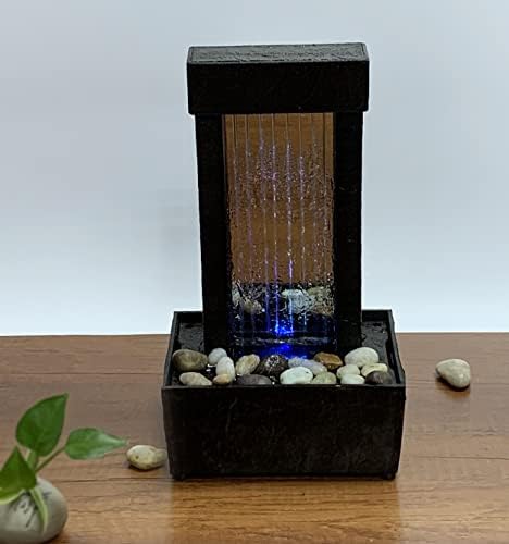Natures Mark 10 Inch H Mirrored Waterfall Fountain Light Show Tabletop