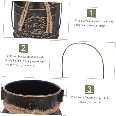 Vintage Iron Flower Display Bucket for Decor