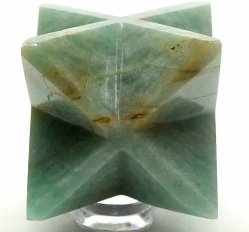 24 Bluish Green Amazonite 8 Point Merkaba Star Natural Feldspar Gemstone Crystal Collectible Specimen - India