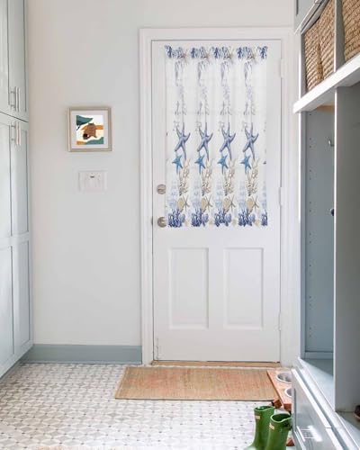 Vintage Ocean Door Curtain with Tiebacks for French Doors
