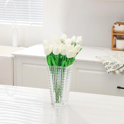 Crystal Vase 9 Inches Tall for Flowers and Decor