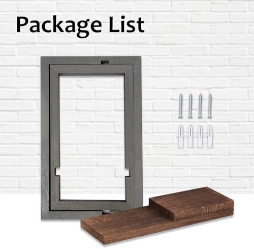 Qivine 2Pcs Black Wood Wall Shelves Square Floating Frame Design