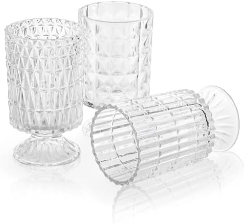 Goaste 3 Pack Embossed Glass Vases with Ribbed Patterns