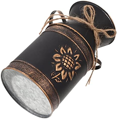 Vintage Bucket Vase Decorative Metal Planter for Flowers and Events