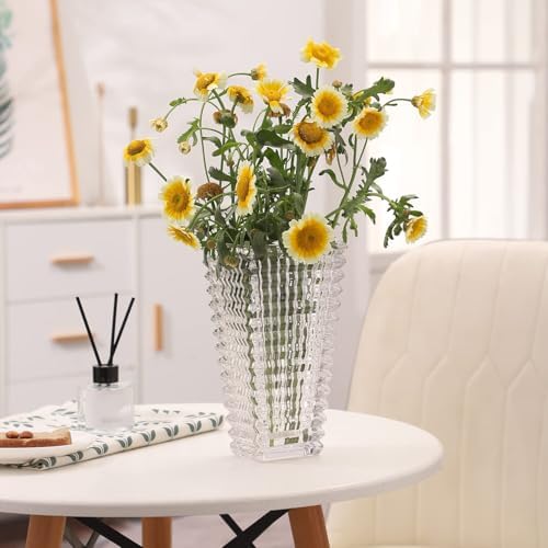 Crystal Vase 9 Inches Tall for Flowers and Decor