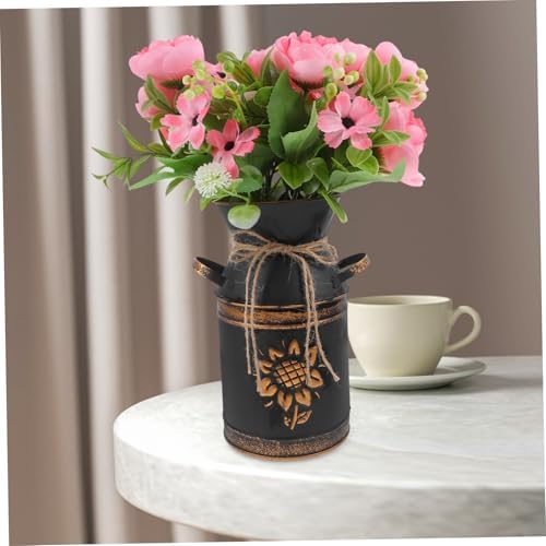 Vintage Bucket Vase Decorative Metal Planter for Flowers and Events