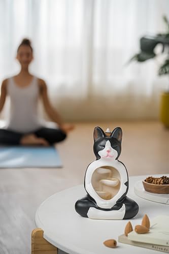 Hand-Painted Ceramic Incense Holder with Cat Design