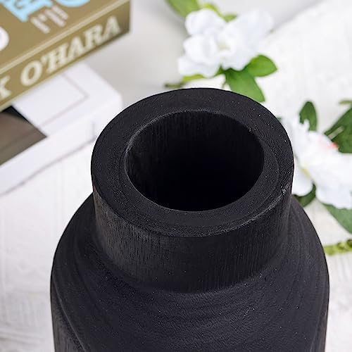 Black Rustic Large Wooden Vase for Home Decor