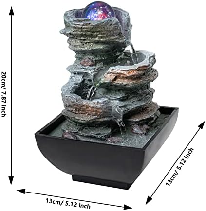 Tabletop Indoor Waterfall Fountain with LED Light and Relaxing Sounds