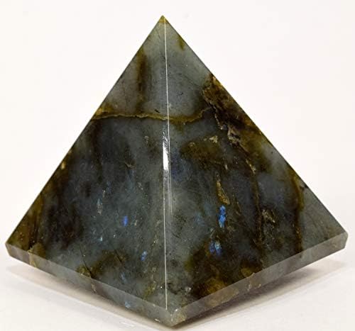 HC Set 57mm Rainbow Flash Labradorite Pyramid Clear Quartz Cabochon