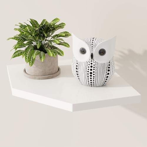 Fun Memories Corner Shelf Wall Mount Solid Oak Floating Shelves with Cable Hole 85in Rustic Design