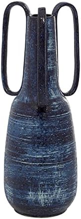 Deco 79 Blue Ceramic Vase with Handles