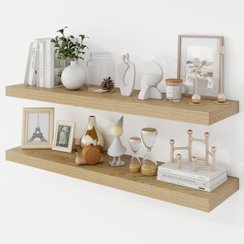 36 Inch Floating Shelves Set of 2 Rustic Deep Bookshelf for Living Room Bedroom