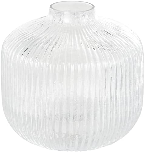 Deco 79 Clear Glass Round Ribbed Vase 8x8x8