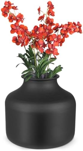 Happyyami Metal Matte Black Flower Vase Small