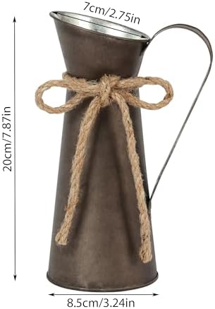 2 Pack Vintage Metal Milk Jug Vase Decor