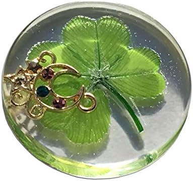 Real Four Leaf Clover Good Luck Pocket Token with Metal Ornament