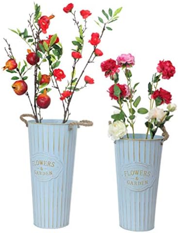 DOITOOL Rustic Metal Flower Vase Vintage Bucket Decor