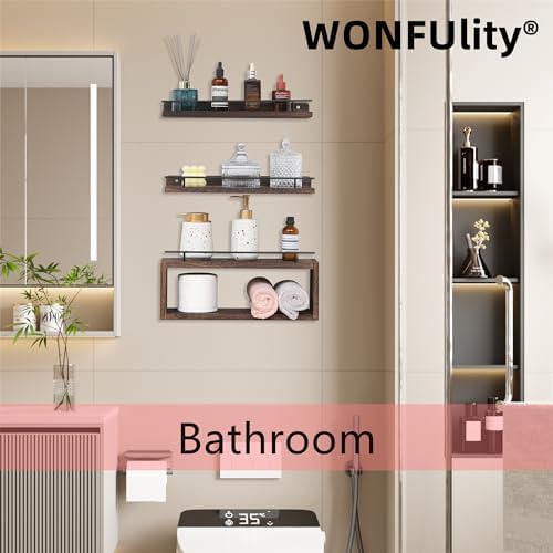 WONFUlity Floating Bathroom Shelves with Toilet Paper Holder