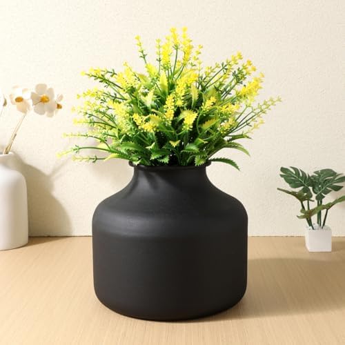 Happyyami Metal Matte Black Flower Vase Small