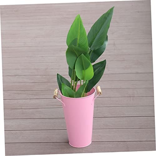 STOBAZA Large Wrought Iron Floor Vase Pink Bucket Outline