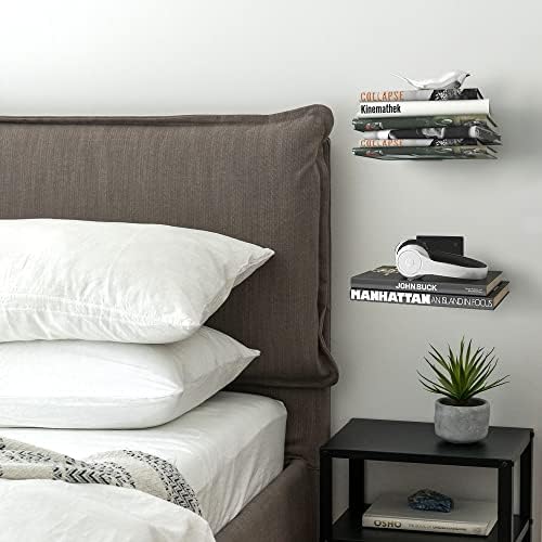 STORAGE MANIAC Floating Book Shelves 4-Pack Black Large