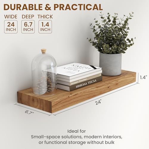 Fun Memories Wood Floating Shelves Wall Mounted Set of 2