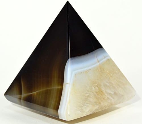 HC Set 58mm Black White Agate Pyramid Banded Natural Chalcedony Crystal Polished Decor Mineral Stone - India