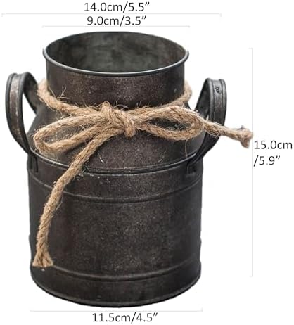 Rust Paint Flower Vase Rustic Metal Milk Can Bucket Decor