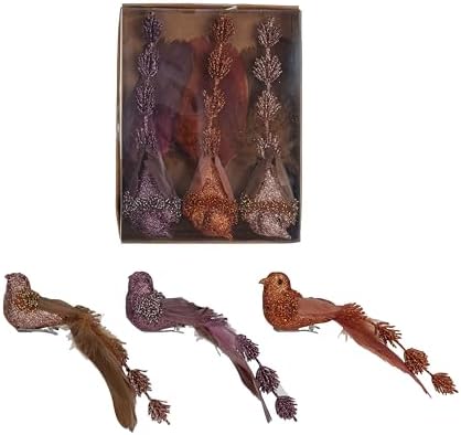 Creative Co Op Foam Feather Bird Clip On Ornaments Set of 3