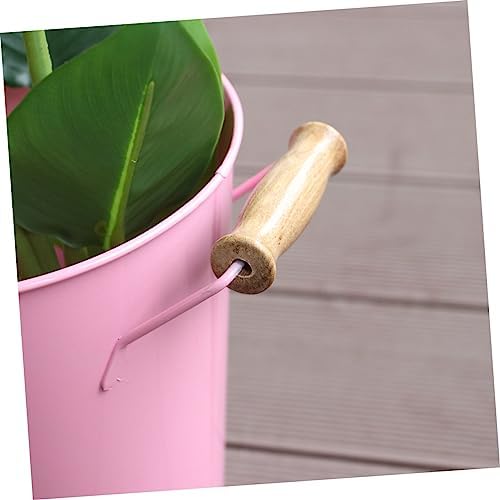 STOBAZA Large Wrought Iron Floor Vase Pink Bucket Outline