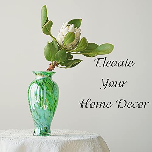 Hand Blown Green Classic Vase for Home Decor