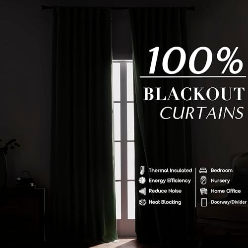 PANELSBURG Sage Green Boho Blackout Curtains 2 Panels Set