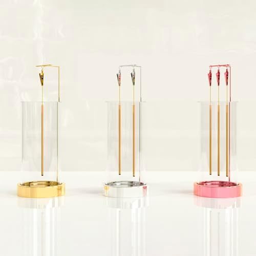 HaisWonsa Incense Holder Ash Catcher - Gold Modern Metal Vertical Burner for Sticks