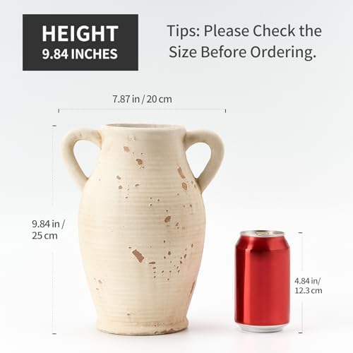 Large Ceramic Rustic Vase with 2 Handles 98 Inch