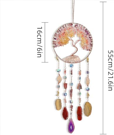 Crystal Tree of Life Suncatcher Healing Wind Chimes Decor